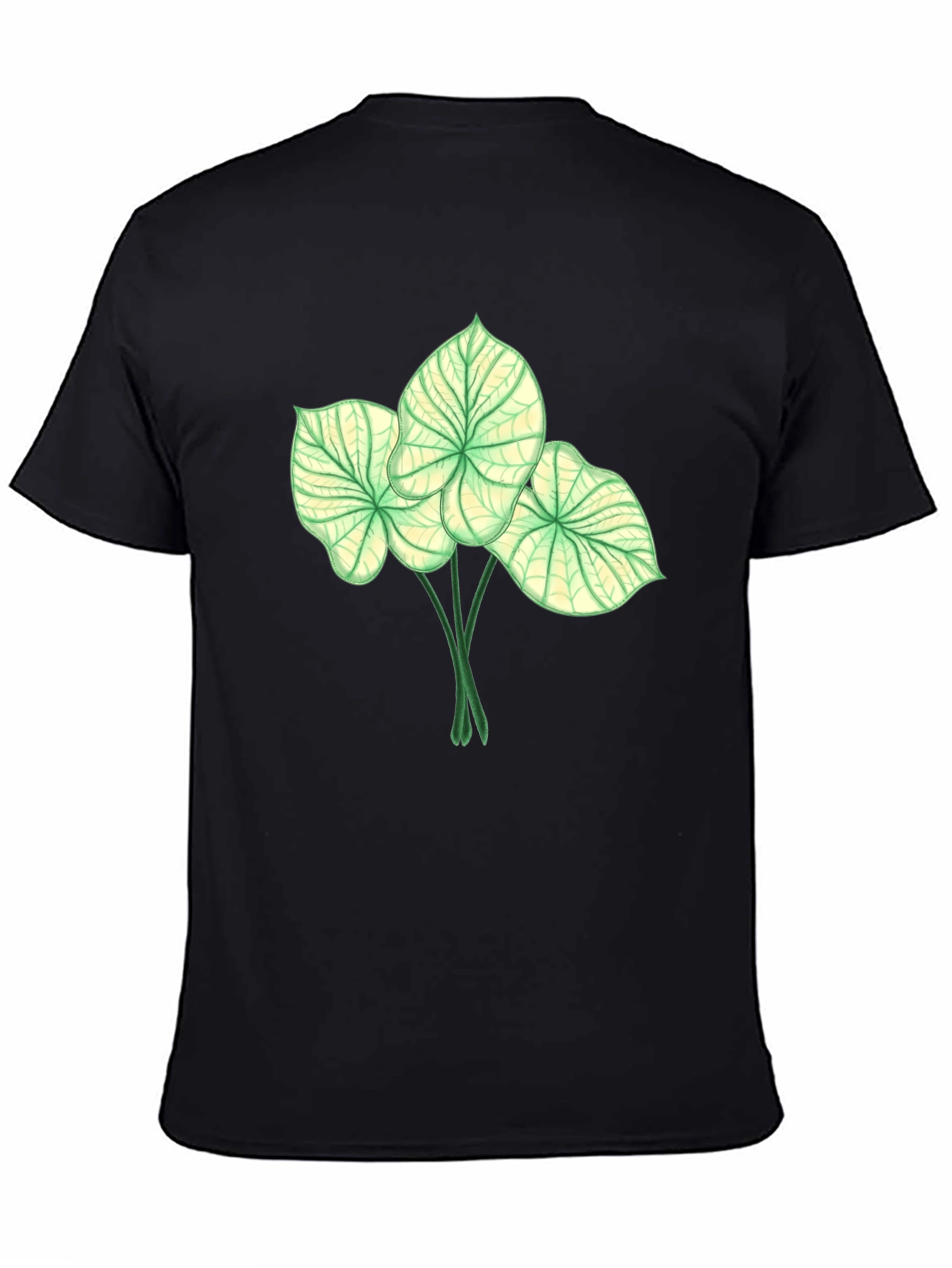 Botanical Leaf Print Black T-Shirt