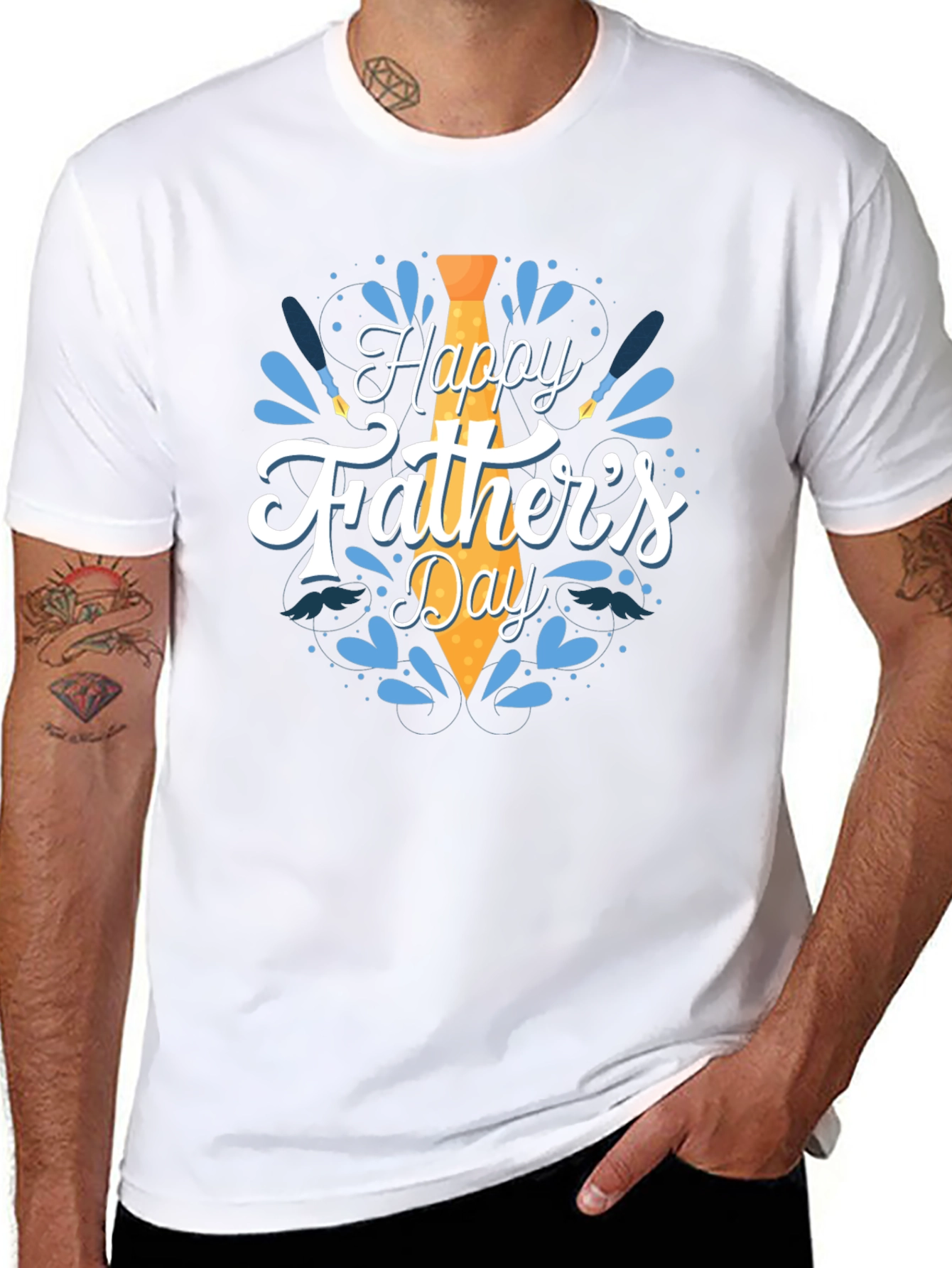 Happy Fathers Day Graphic Tee - Black Cotton T-Shirt