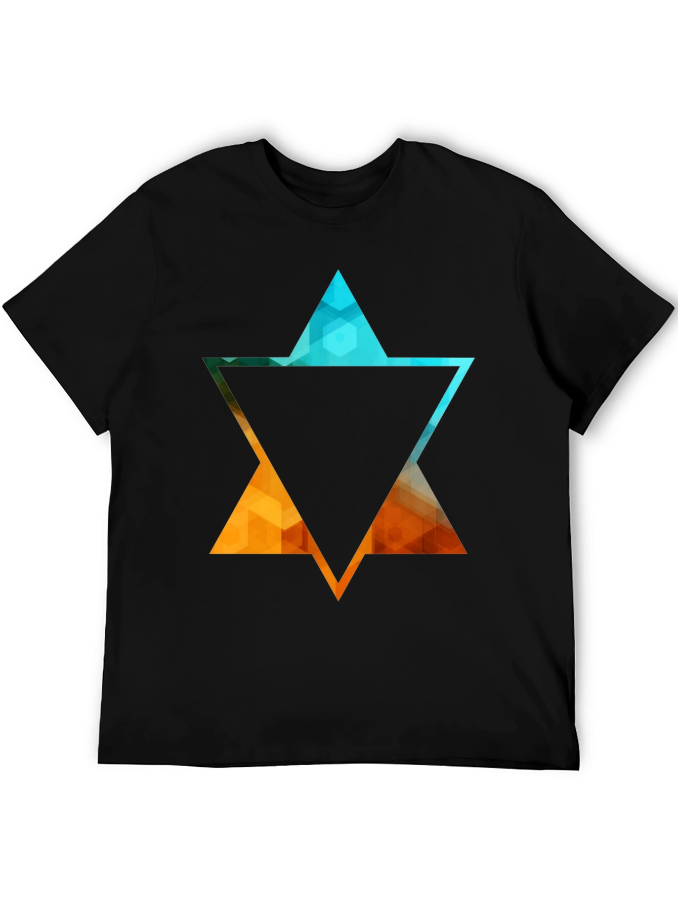 Geometric Star Graphic Tee - Stylish Black T-Shirt