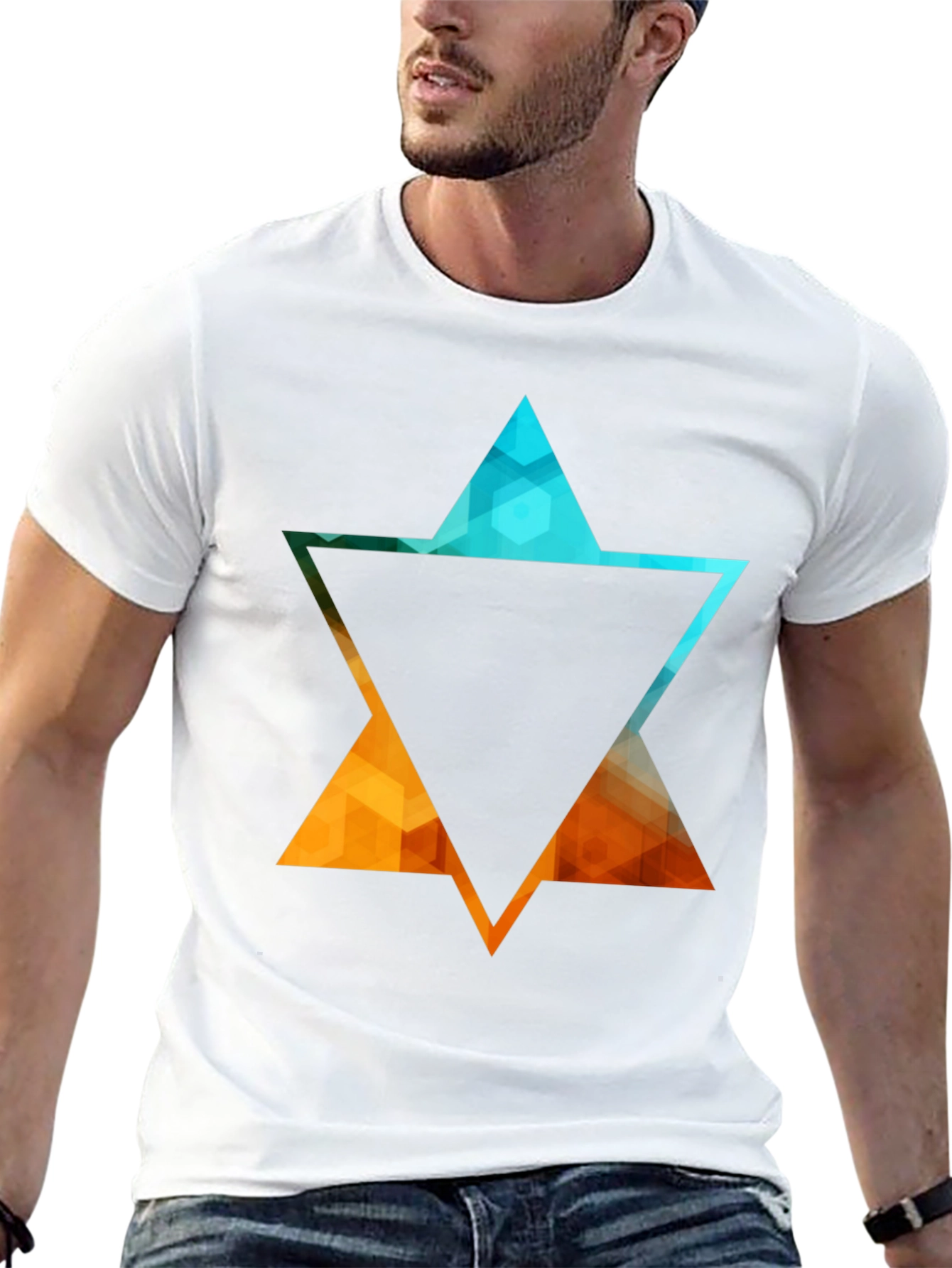 Geometric Star Graphic Tee - Stylish Black T-Shirt