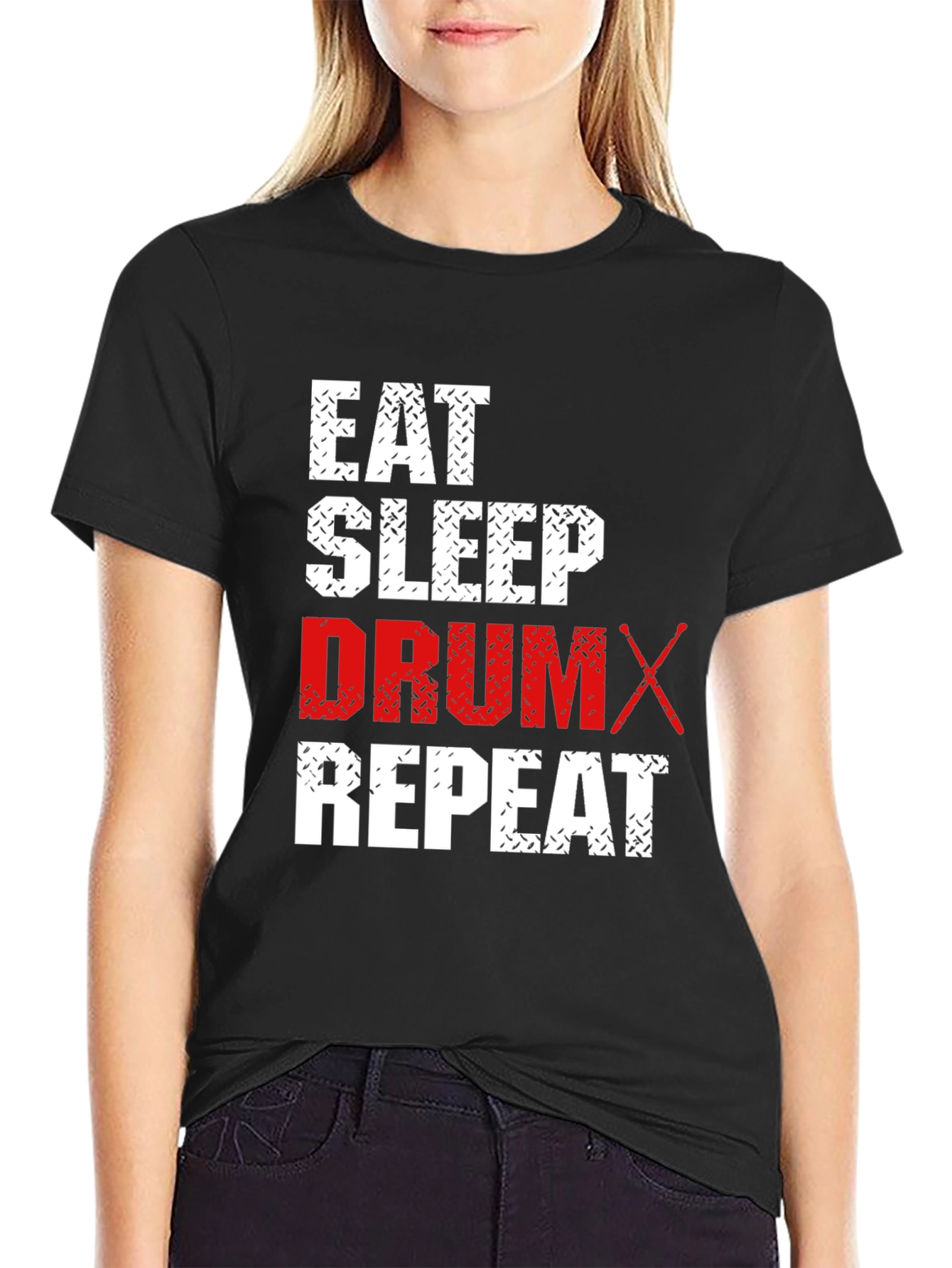 Eat Sleep Drum Repeat Black T-Shirt