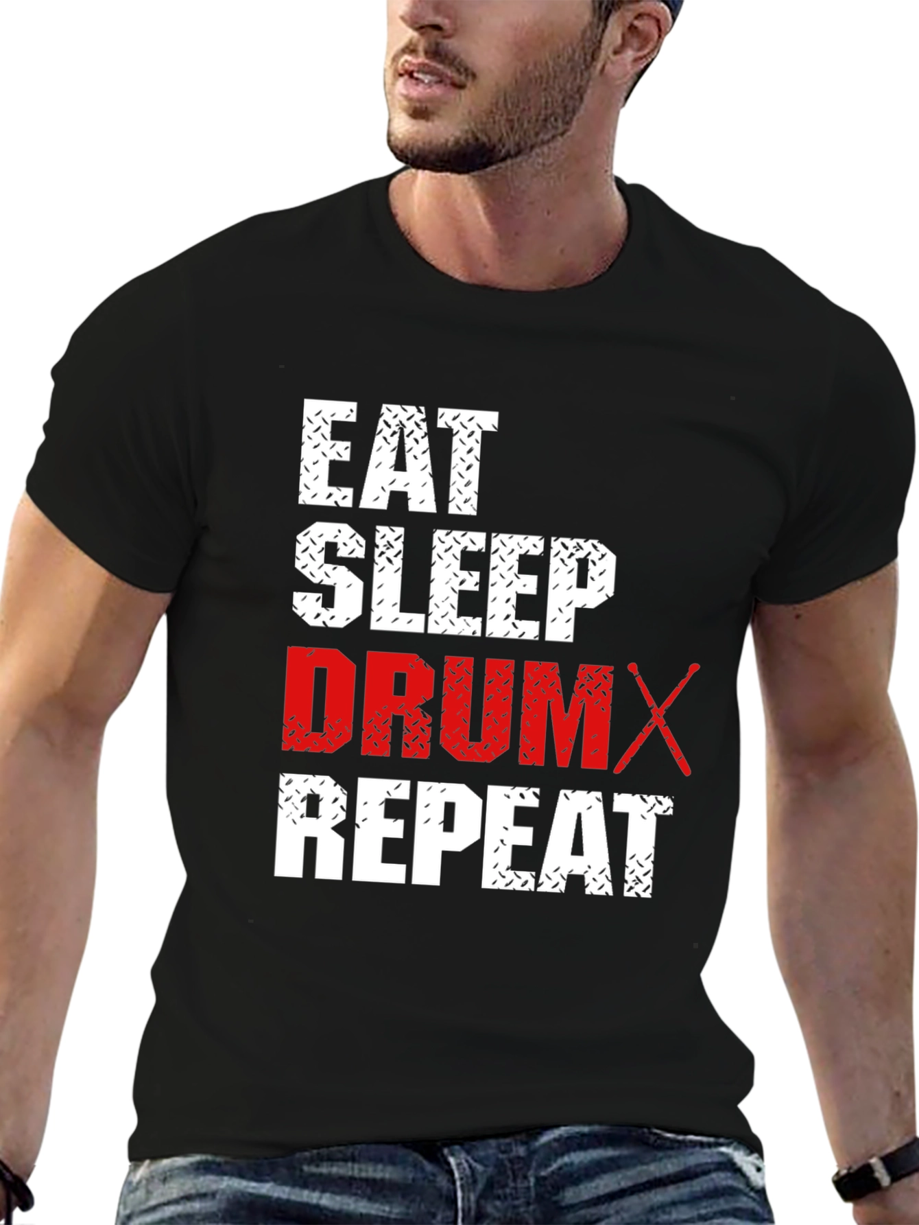 Eat Sleep Drum Repeat Black T-Shirt