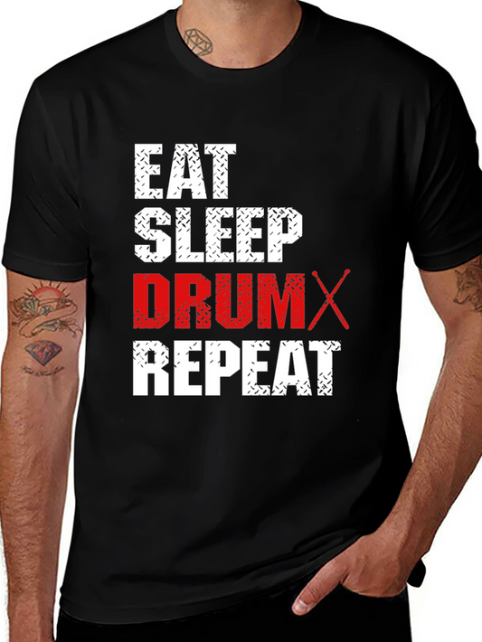 Eat Sleep Drum Repeat Black T-Shirt