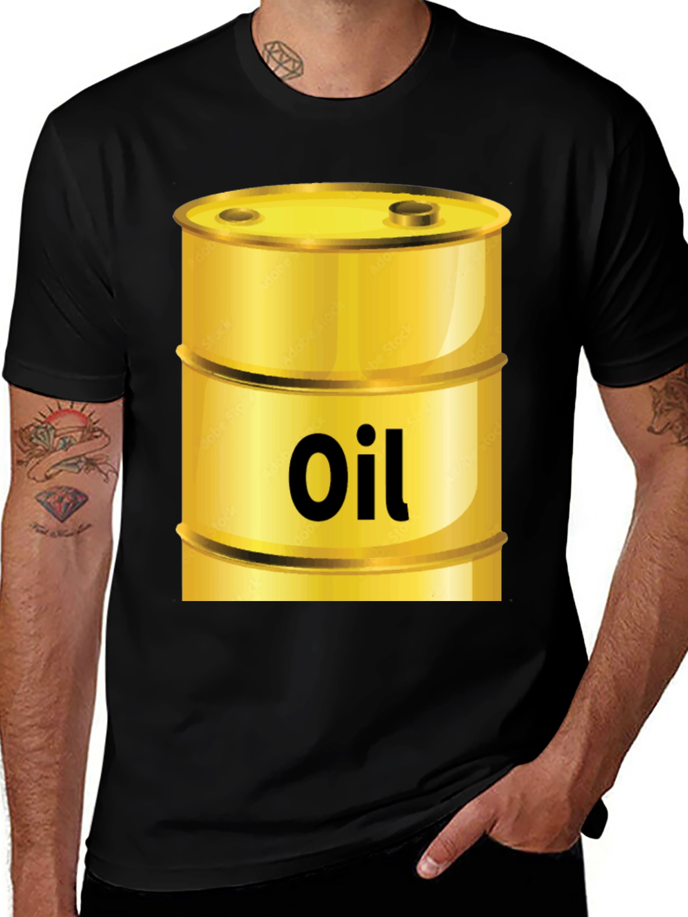Oil Barrel Graphic Tee - Cool Black T-Shirt