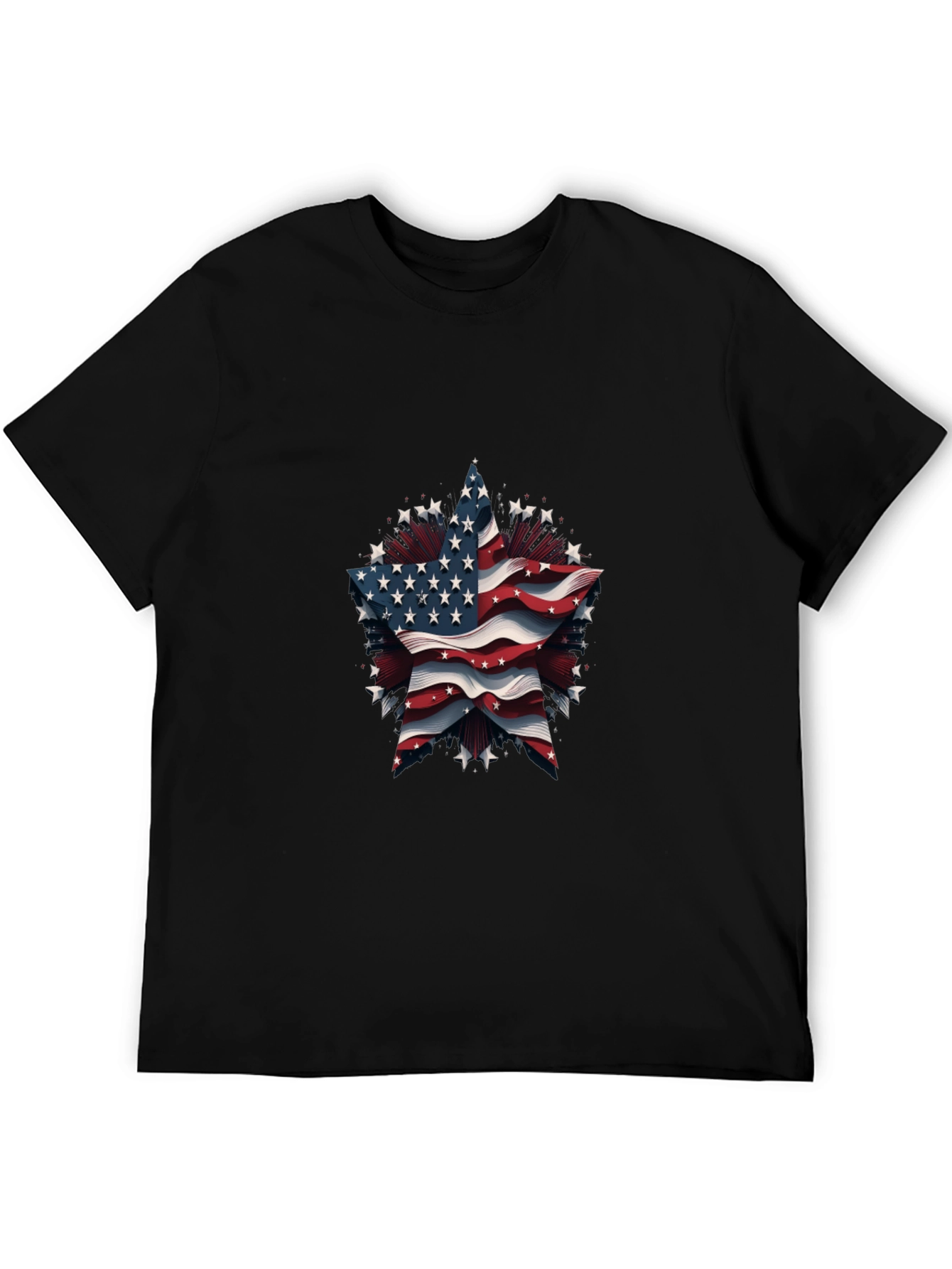 Patriotic Star Tee - American Flag Design