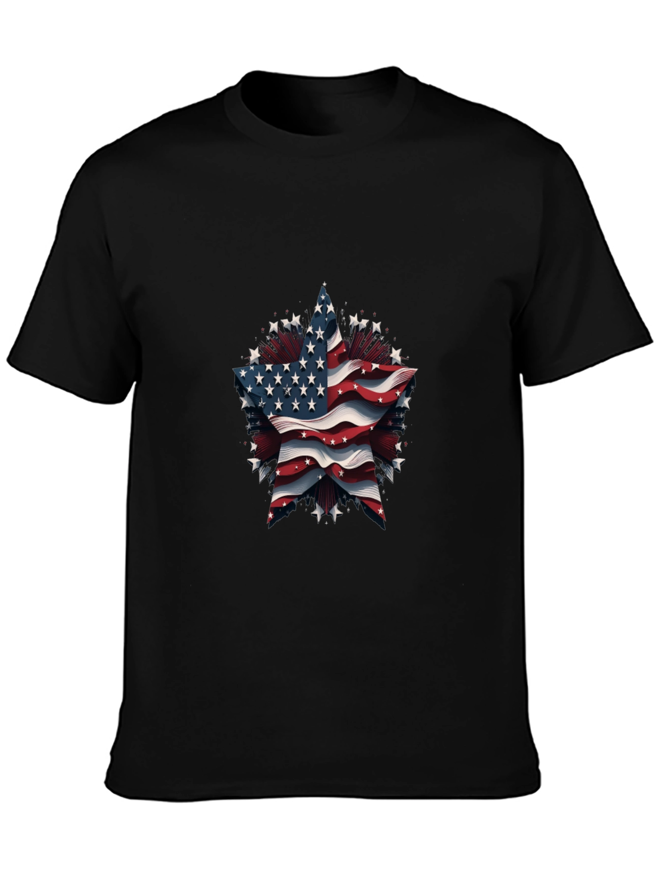 Patriotic Star Tee - American Flag Design