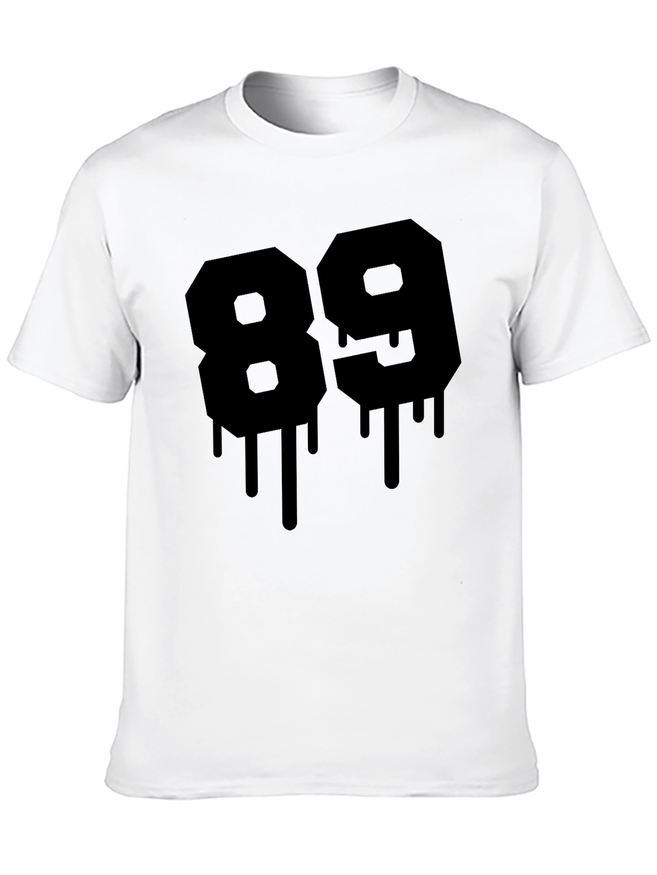 Mens Black T-Shirt with Graphic Number 89