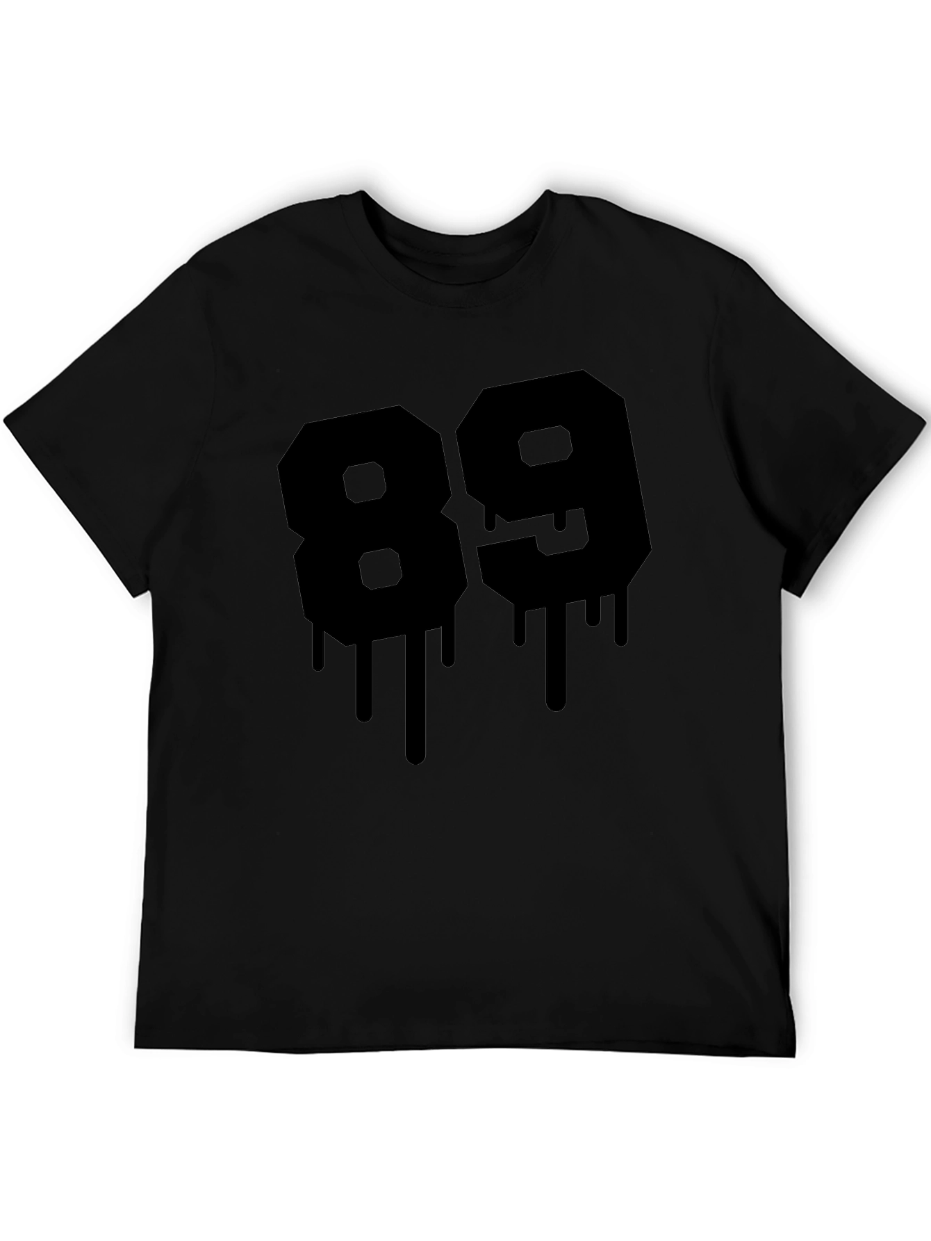 Mens Black T-Shirt with Graphic Number 89