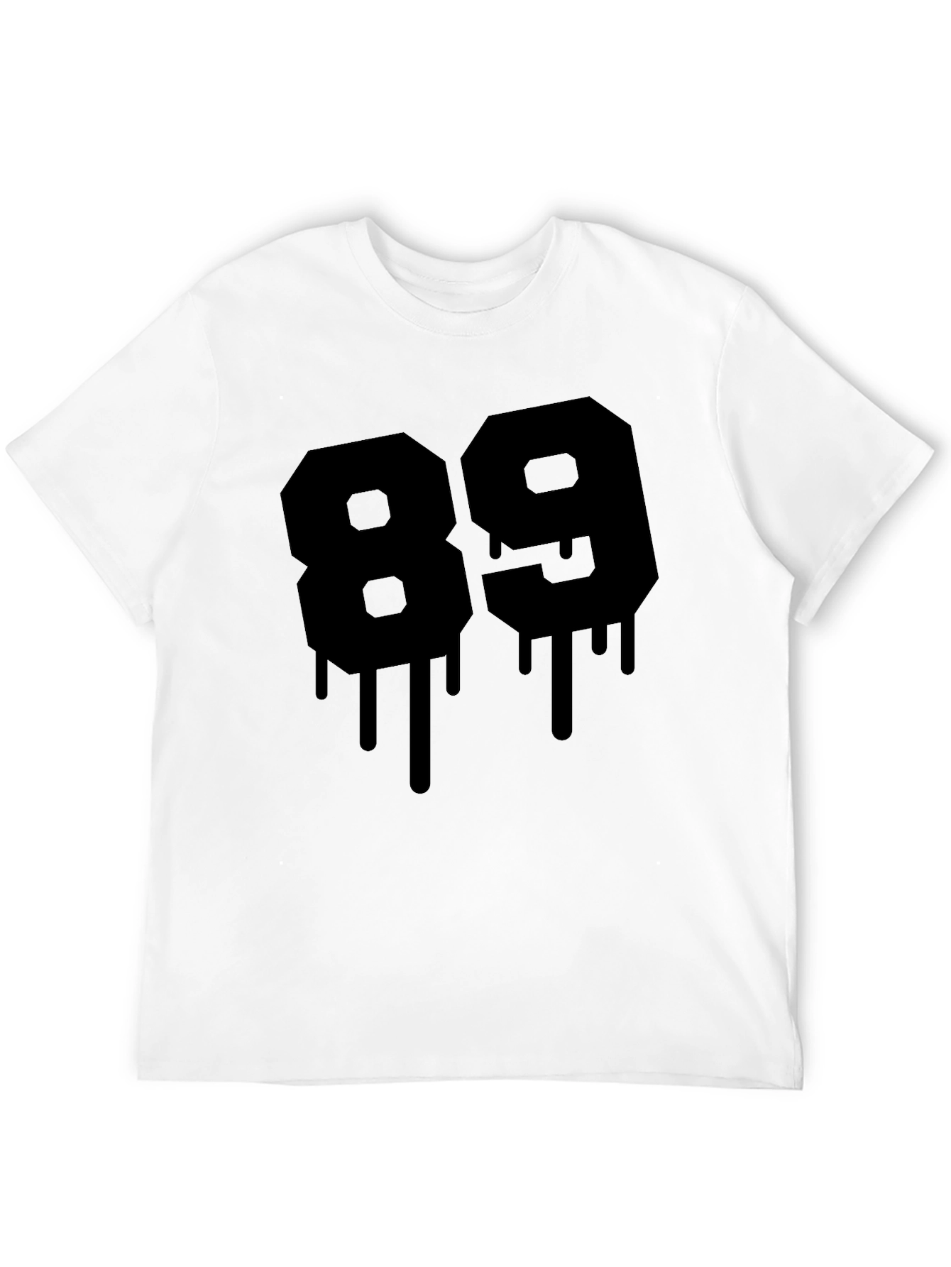 Mens Black T-Shirt with Graphic Number 89