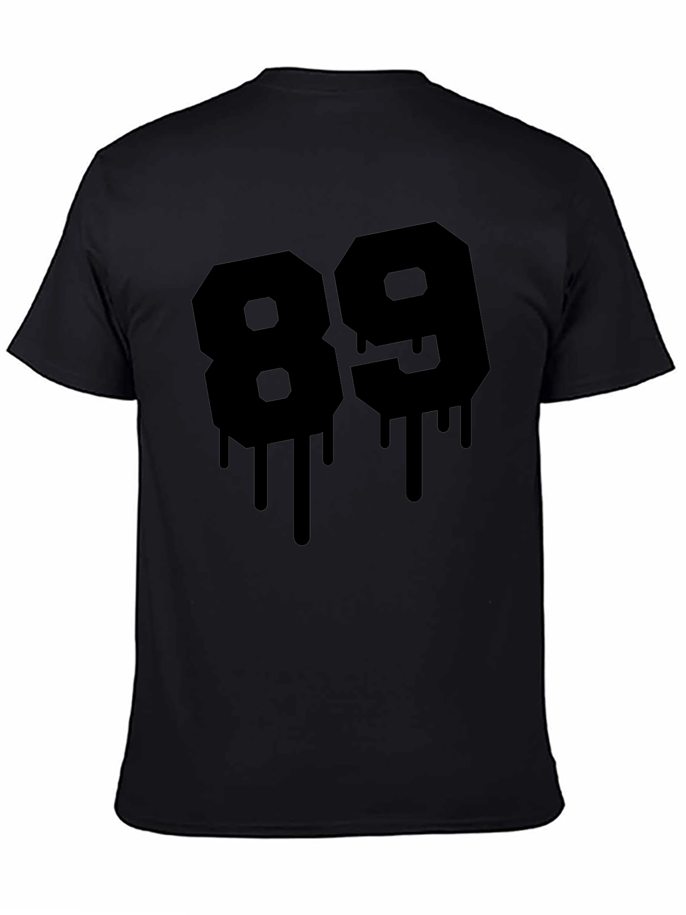 Mens Black T-Shirt with Graphic Number 89
