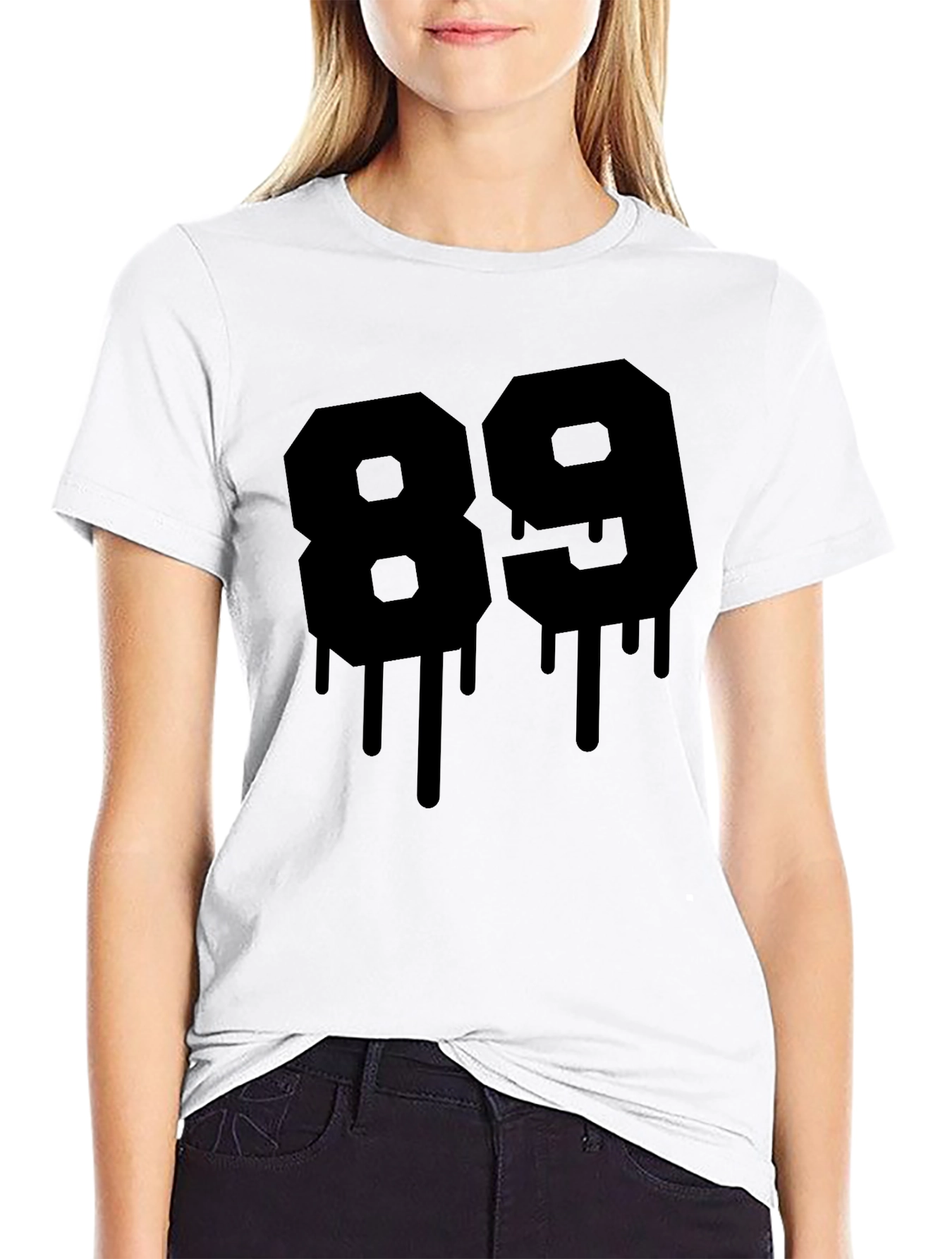 Mens Black T-Shirt with Graphic Number 89