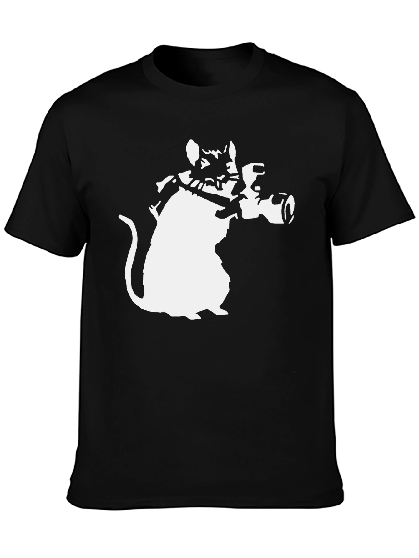 Banksy Rat Bazooka Graphic Tee - Black Cotton T-Shirt