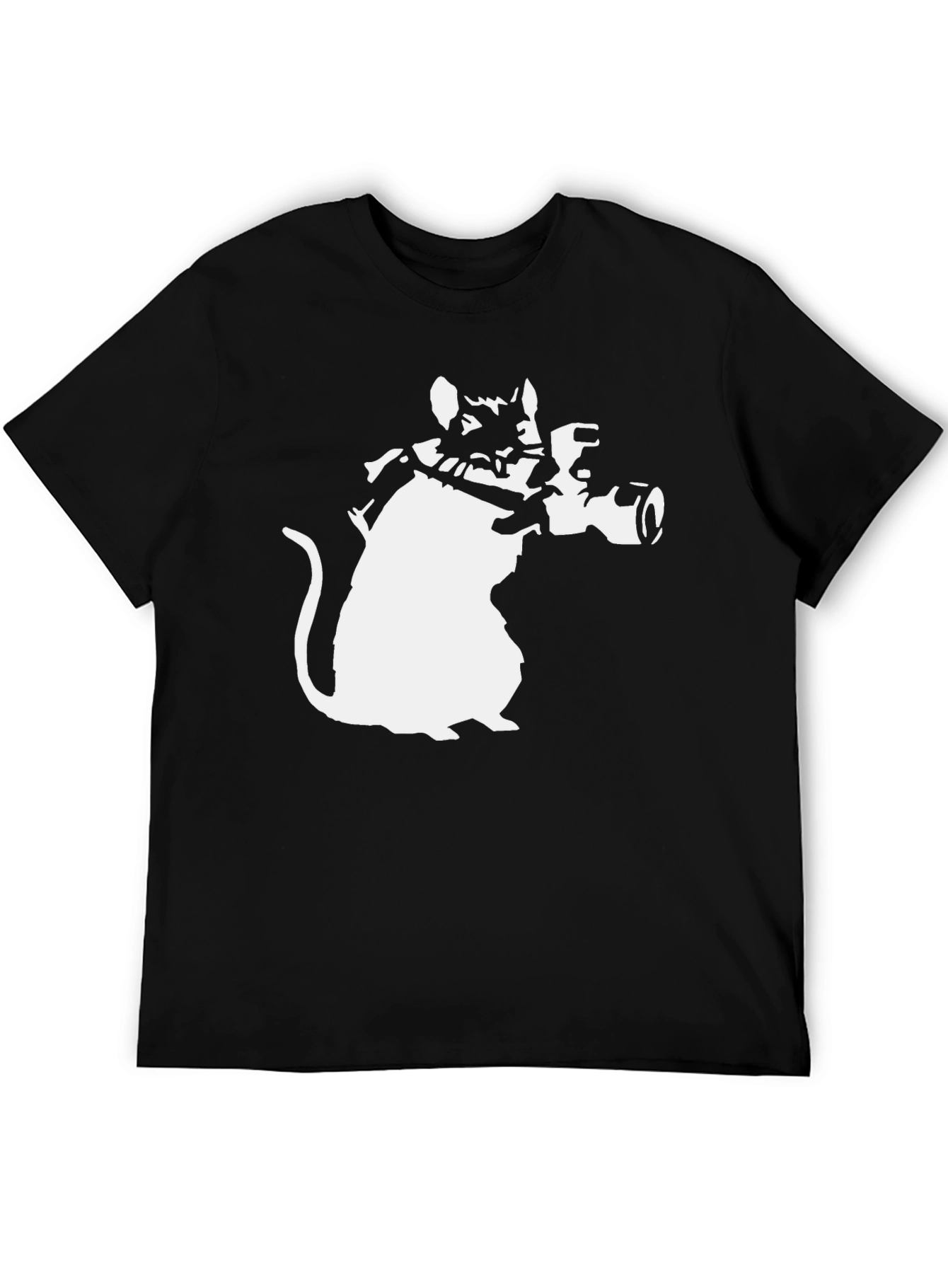 Banksy Rat Bazooka Graphic Tee - Black Cotton T-Shirt