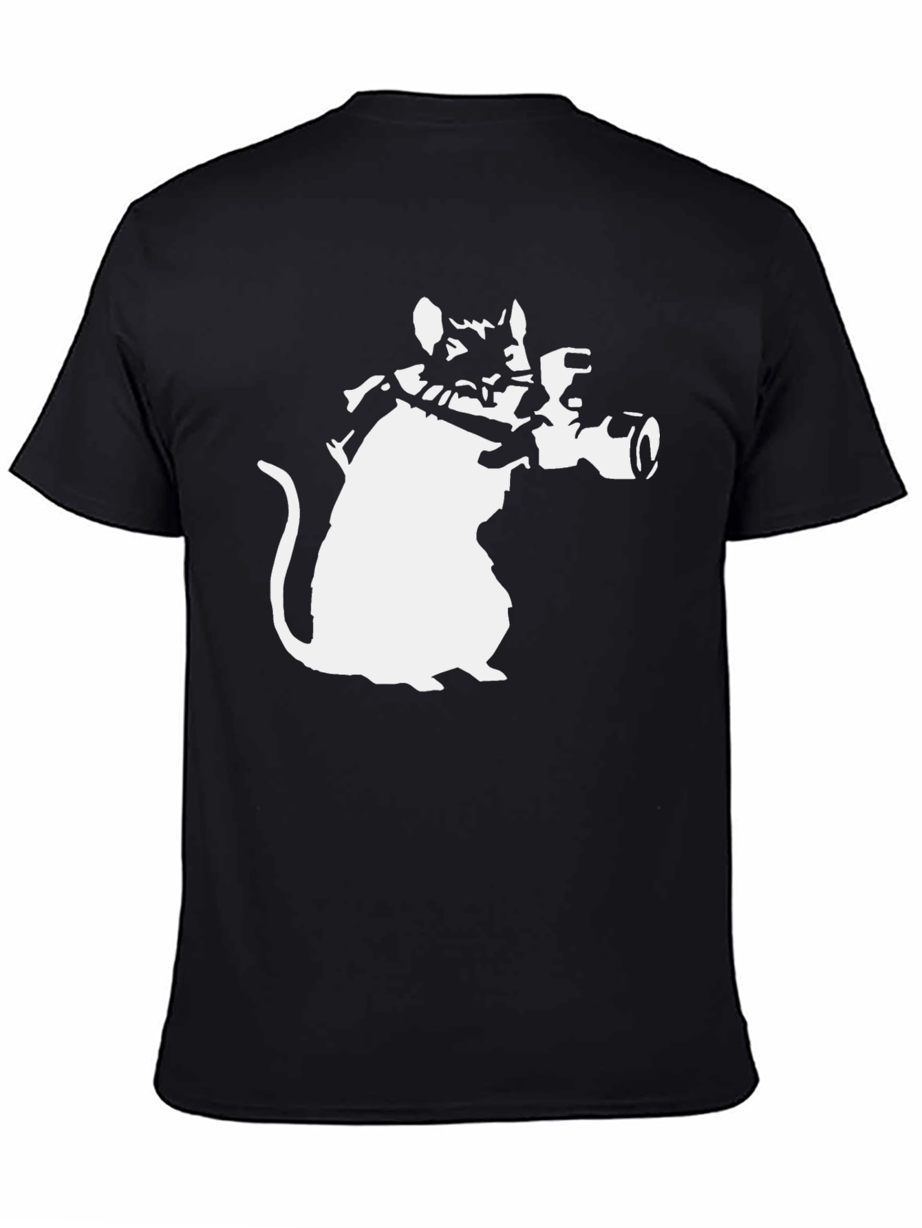 Banksy Rat Bazooka Graphic Tee - Black Cotton T-Shirt
