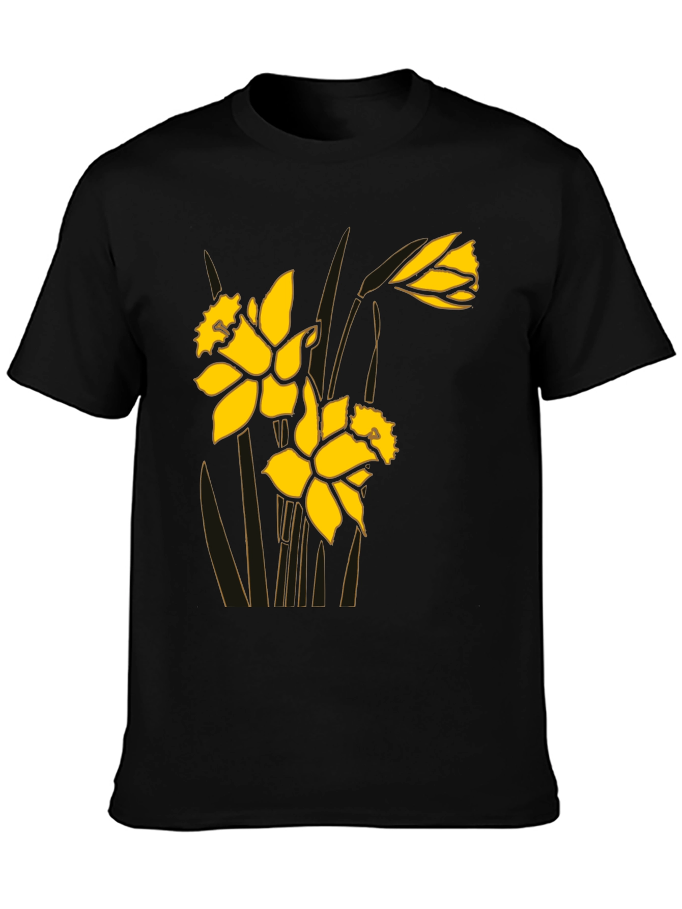 Daffodil Graphic Print Black Tee