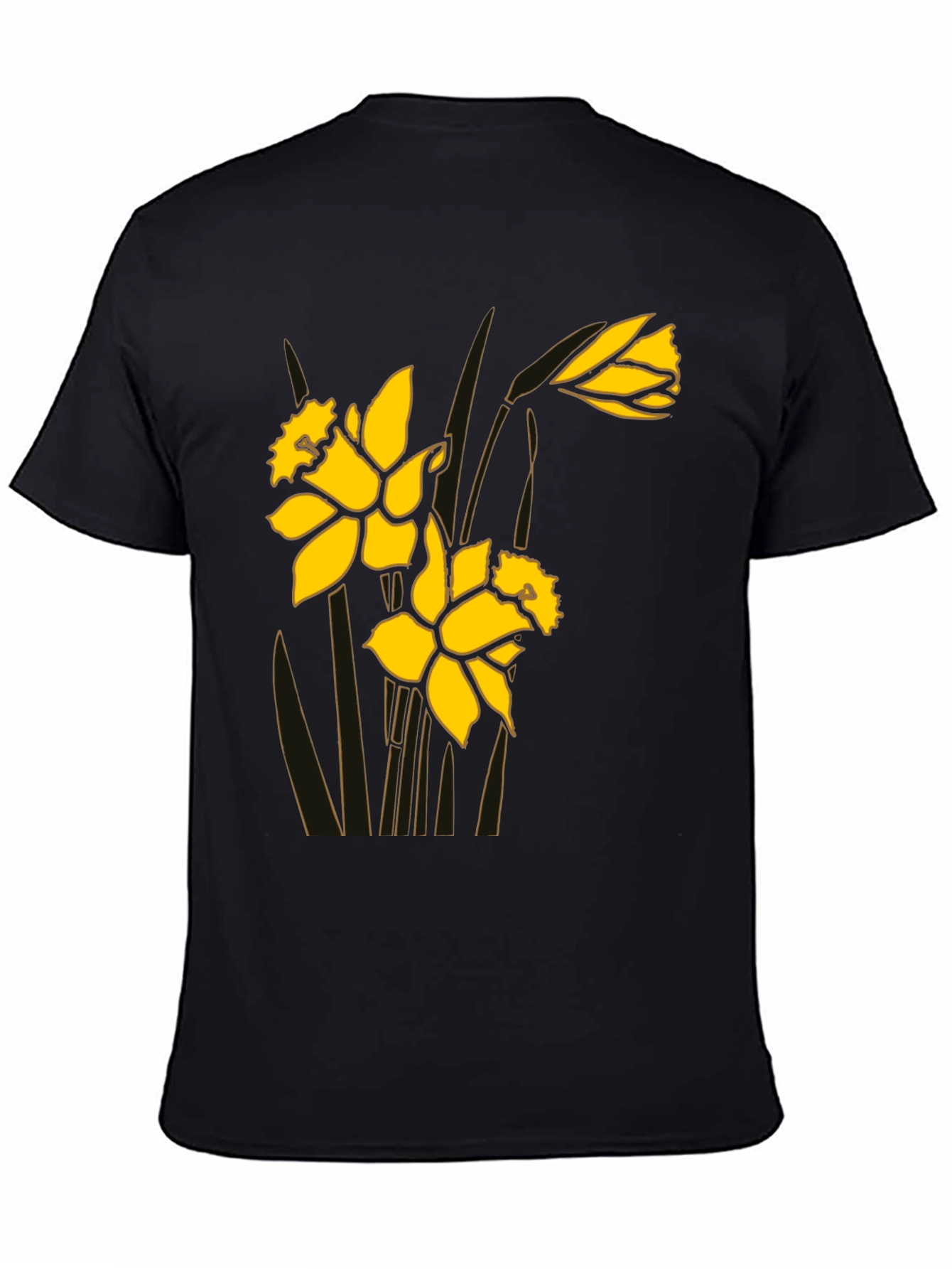 Daffodil Graphic Print Black Tee