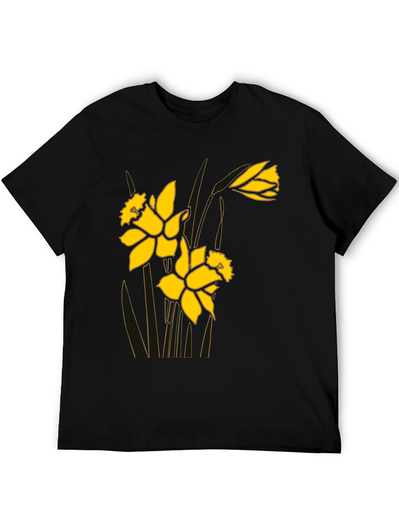 Daffodil Graphic Print Black Tee