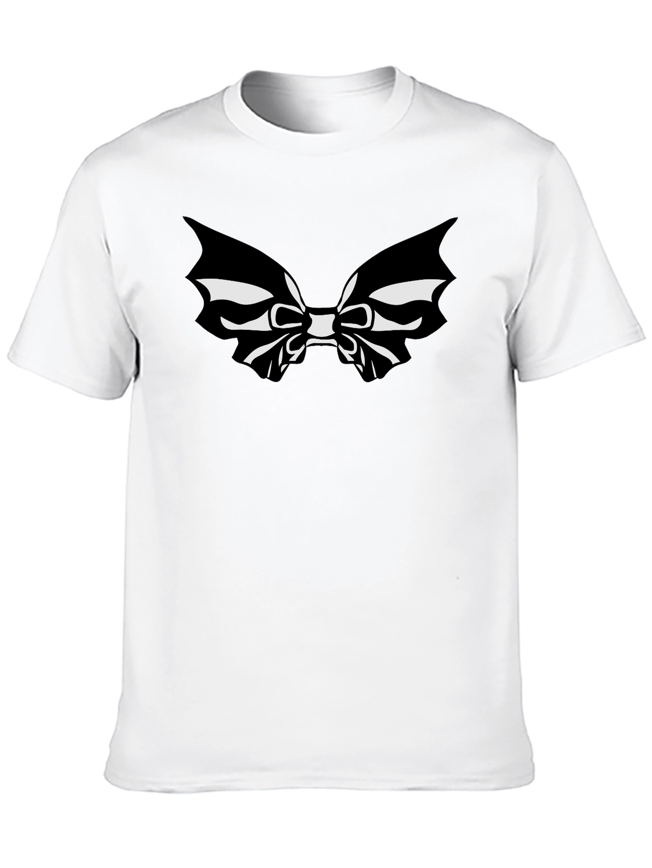 Black T-Shirt with Bat Bowtie Graphic